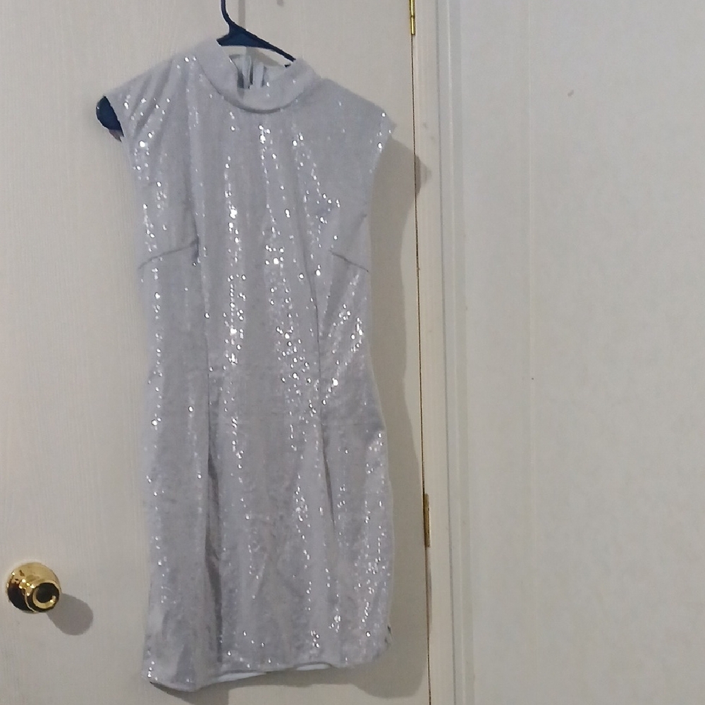 PrettyLittleThing Silver Sequin Mini Dress